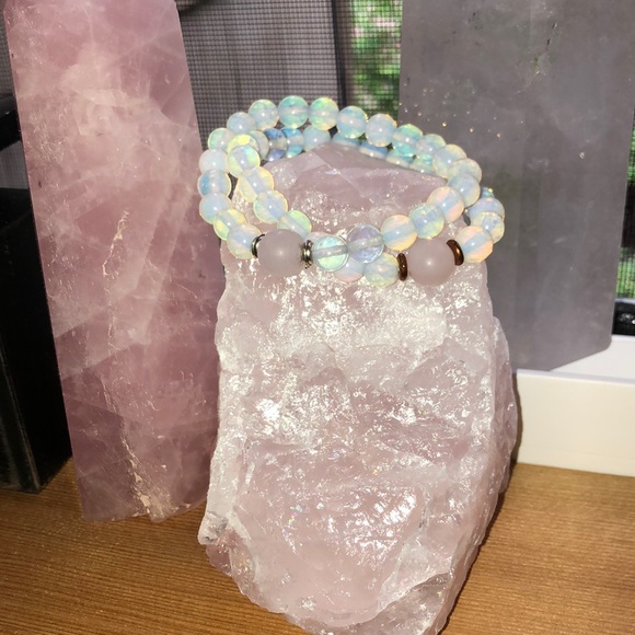 Opal Crystal Bracelets W/ Rose & Shungite Crystal - Picture 6 of 14